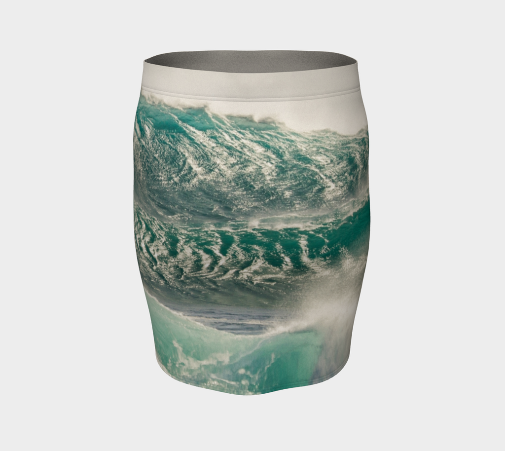 Shiny Waves Hawaii Photo Pencil Skirt