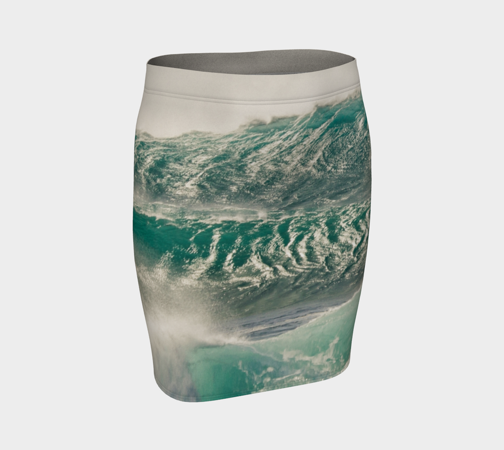 Shiny Waves Hawaii Photo Pencil Skirt