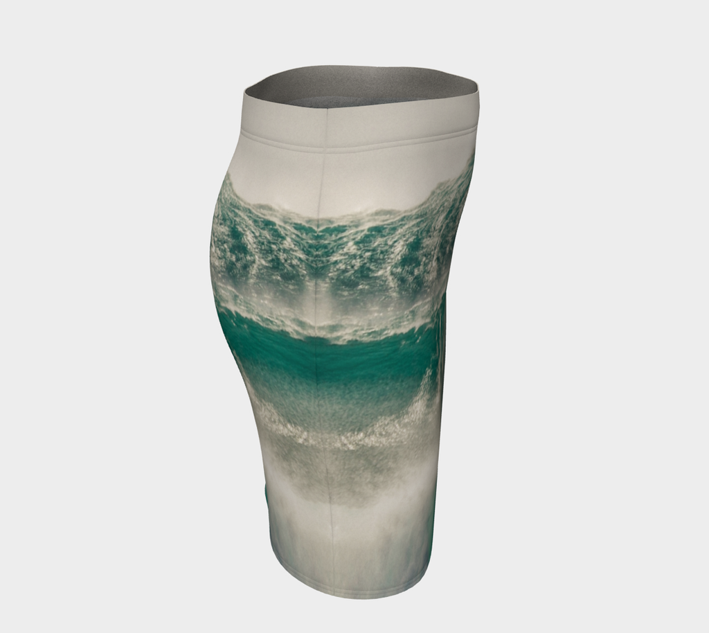 Shiny Waves Hawaii Photo Pencil Skirt